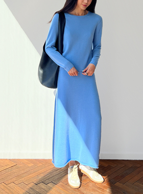 (2色）Plain Sight 黑色、婴儿蓝纯羊绒无缝茧型半裙