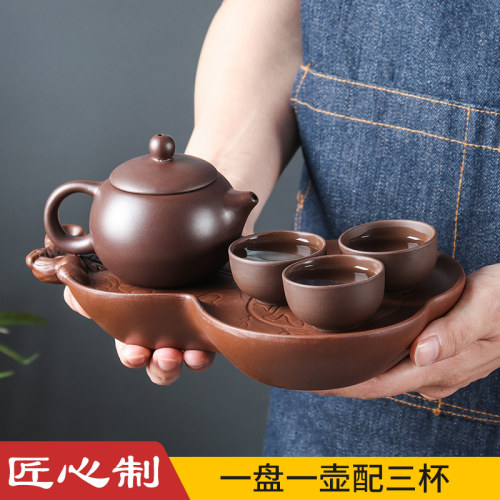 陶瓷朱泥套装储水式迷你功夫茶盘