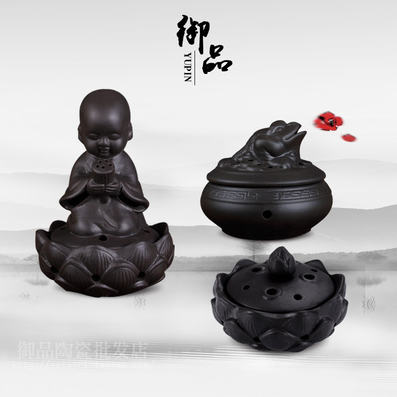 香薰炉紫砂小和尚莲花金蟾卧室
