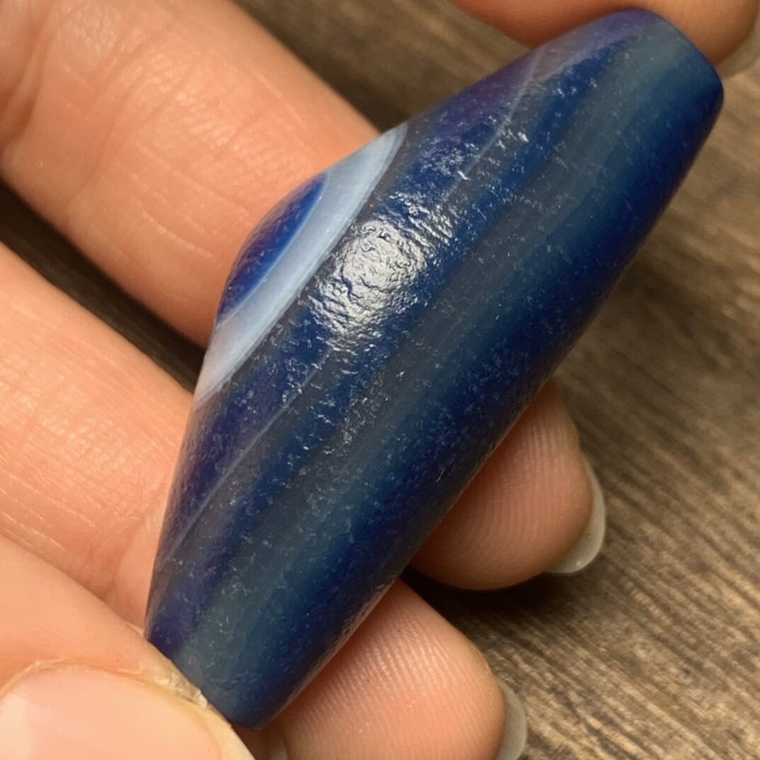 本命年精品老玛瑙蓝玛瑙高油包浆牛角天眼天珠复古民族风吊坠配饰