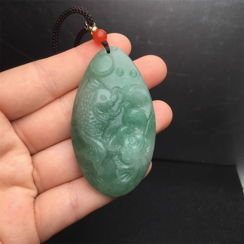 本命年天然东陵玉花开富贵连有余玉石吊坠项链男女百搭宝石礼物