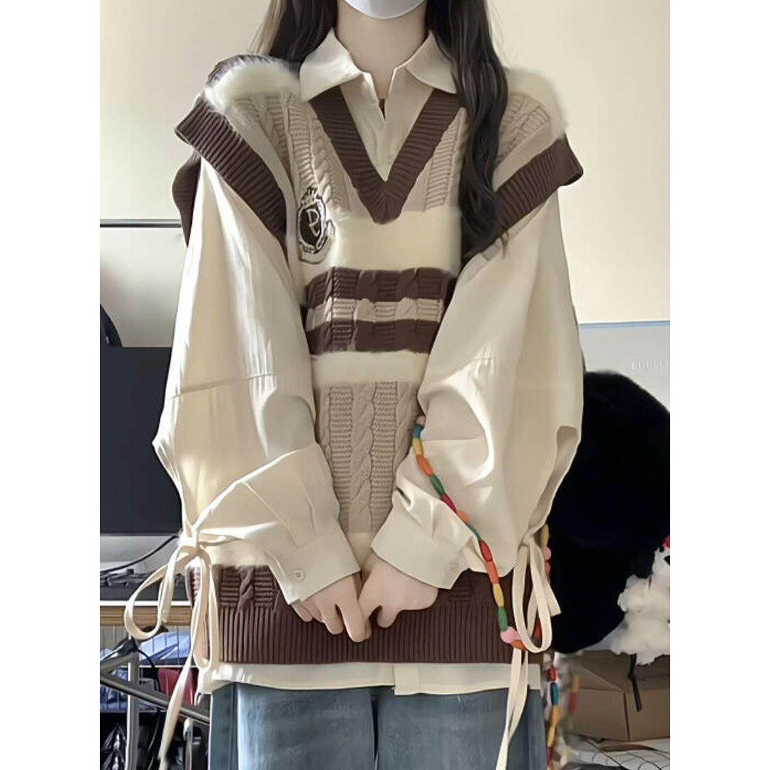 韩版hiphop撞色针织毛衣女毛衣