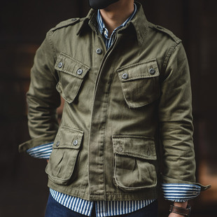 二战美式复古M42丛林夹克男士款阿美咔叽多口袋TCU伞兵服工装外套