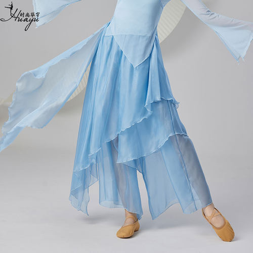 古典舞双层飘逸纱裤中国舞阔腿裤
