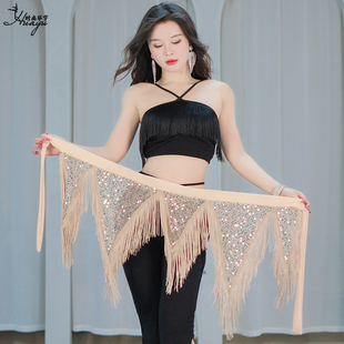 肚皮舞腰链新款百搭流苏臀巾东方舞不规则三角巾腰封舞台表演腰带