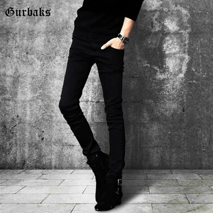 Gurbaks黑色牛仔裤男 夏季薄款长裤韩版修身潮流小脚裤休闲男裤子