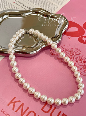 消失的她倪妮同款大颗高光珍珠轻奢小众高级百搭锁骨链项链
