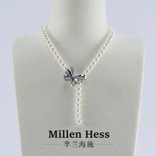 缎带之舞仿珍珠项链女士2026新爆款配礼服轻奢气质高级感小众精致