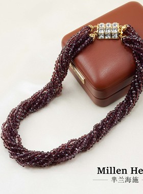 紫色匠人女款2025新款轻奢小众精致红色多层配饰气质大气颈链