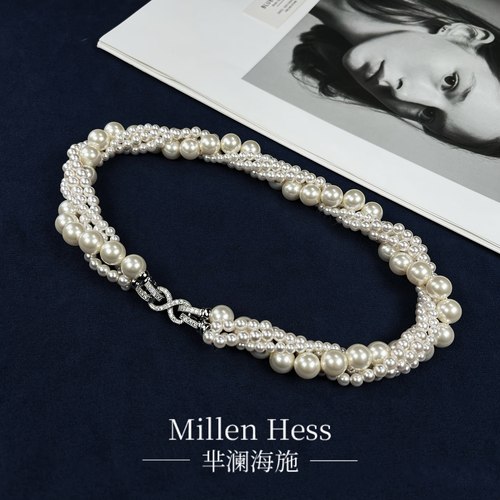 Millen Hess武大真-冰雪皇后优雅人造澳白项链多层叠戴高级感首饰