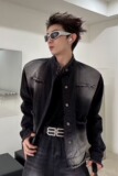 W03P65式复古水洗牛仔外套男款秋季设计感渐变立领夹克发型师潮牌，男装夹克，星座218-1（原230）
