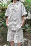 自家图控98新中式风龙纹冰丝短裤男夏季新款直筒中穿TZ0023P70，男装牛仔裤，星座218-1（原230）