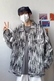 J12P55炸街扎染雪花牛仔外套男春秋季日系复古做旧潮牌宽松痞帅工，男装夹克，星座218-1（原230）