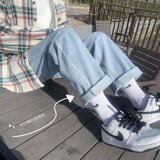 N7100P35中腰潮水洗原宿新款男潮流牛仔裤休闲长裤青春流行宽松，男装牛仔裤，星座218-1（原230）