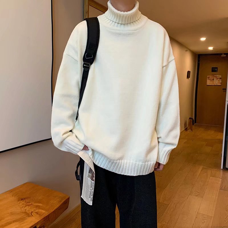 M45P45高领毛衣男秋冬季加厚宽松潮流韩版学生港味个性慵懒风破洞图片