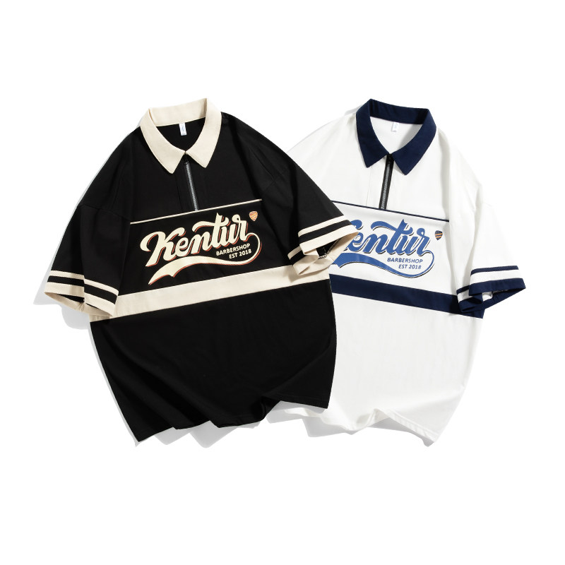 美式polo衫男短袖夏季潮牌休闲翻领t恤男高级感青年半袖上衣服,男装T恤,星座218-1（原230）