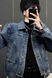 4201P70美式小众复古水洗牛仔夹克男个性时髦时尚帅气炸街短款潮，男装夹克，星座218-1（原230）