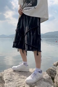 自家图毛边黑色牛仔短裤男夏薄款潮牌水洗美式复DK101P45图片