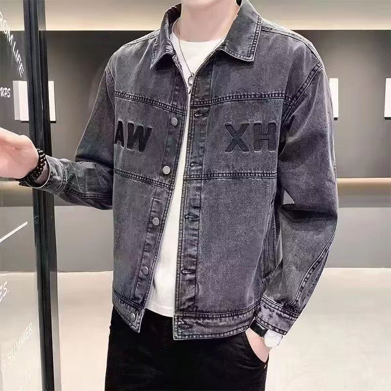 N104P65春秋季外套牛仔夹克男2024新款韩版潮流刺绣帅气休闲复古图片