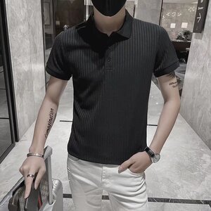 Y814P30新款标准文艺POLO衫男青春流行五分袖夏季原宿日系潮流2图片