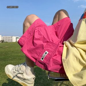 工装短裤男夏季薄款外穿宽松五分裤七分马裤过系潮牌insDK131P32图片