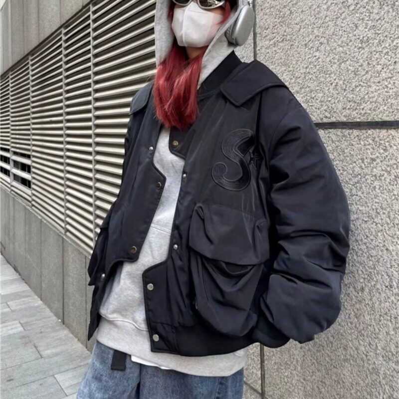H8815P75春季美式潮潮牌不规则飞行服外套男女长袖夹克棒球服情,女装短外套,星座218-1（原230）