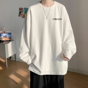 纯棉长袖T恤男宽松大码上衣服春秋季纯色内搭白色打底衫2025新款图片