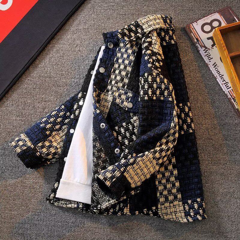 6606P65美式复古粗纺编织外套男春秋款潮牌宽松高街痞帅休闲夹克图片