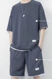 940P38重磅华夫格运动套装男士夏季冰感透气短袖短裤两件套搭配潮，男装休闲套装，星座218-1（原230）