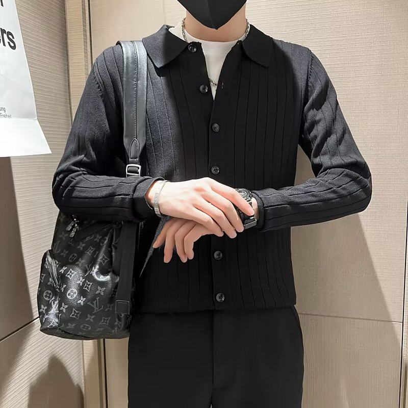 S518P50秋冬款男士休闲针织开衫韩版修身翻领毛衣潮流百搭毛线衣,男装针织衫/毛衣,星座218-1（原230）