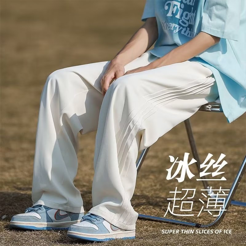 T09P40裤子男夏季薄款潮牌直筒宽松运动休闲裤男生速干垂感阔腿长,男装休闲裤,星座218-1（原230）