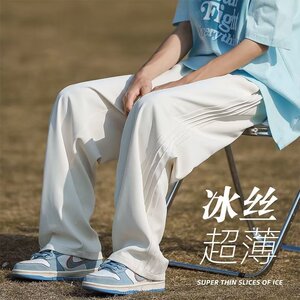 T09P40裤子男夏季薄款潮牌直筒宽松运动休闲裤男生速干垂感阔腿长图片