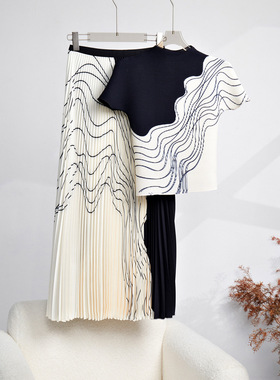 褶皱高级轻奢气质款浪花套装167黑色