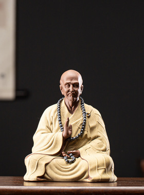 陶瓷弘一法师摆件历史人物李叔同佛像紫砂中式禅意客厅博古架装饰