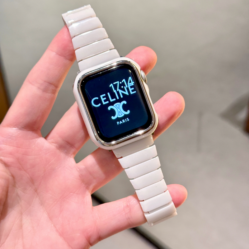 小蛮腰细陶瓷适用苹果手表带apple watchS10蝴蝶扣iwatch987SE5女