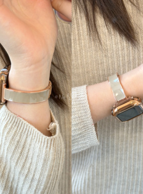 金属手镯滴胶彩色适用苹果手表带apple watchS11SE3910女小众精致