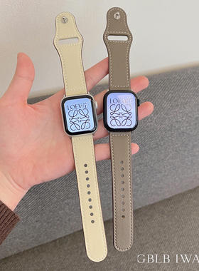 真皮表带适用苹果手表9SEapple watchS110875SE3百搭柔软舒适四季