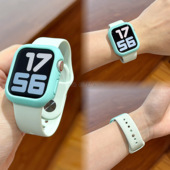 适用苹果手表带Apple watchS10柔软硅胶表带配壳iwatch987SE2运动