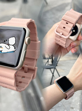 适用苹果手表带ApplewatchS10波浪纹硅胶可爱iwatch987se运动舒适