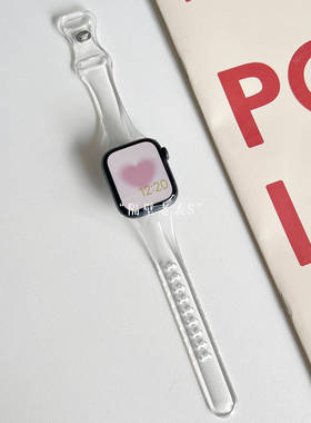 适用苹果手表带透明TPU彩色applewatchS11男女款iWatch87se46百搭