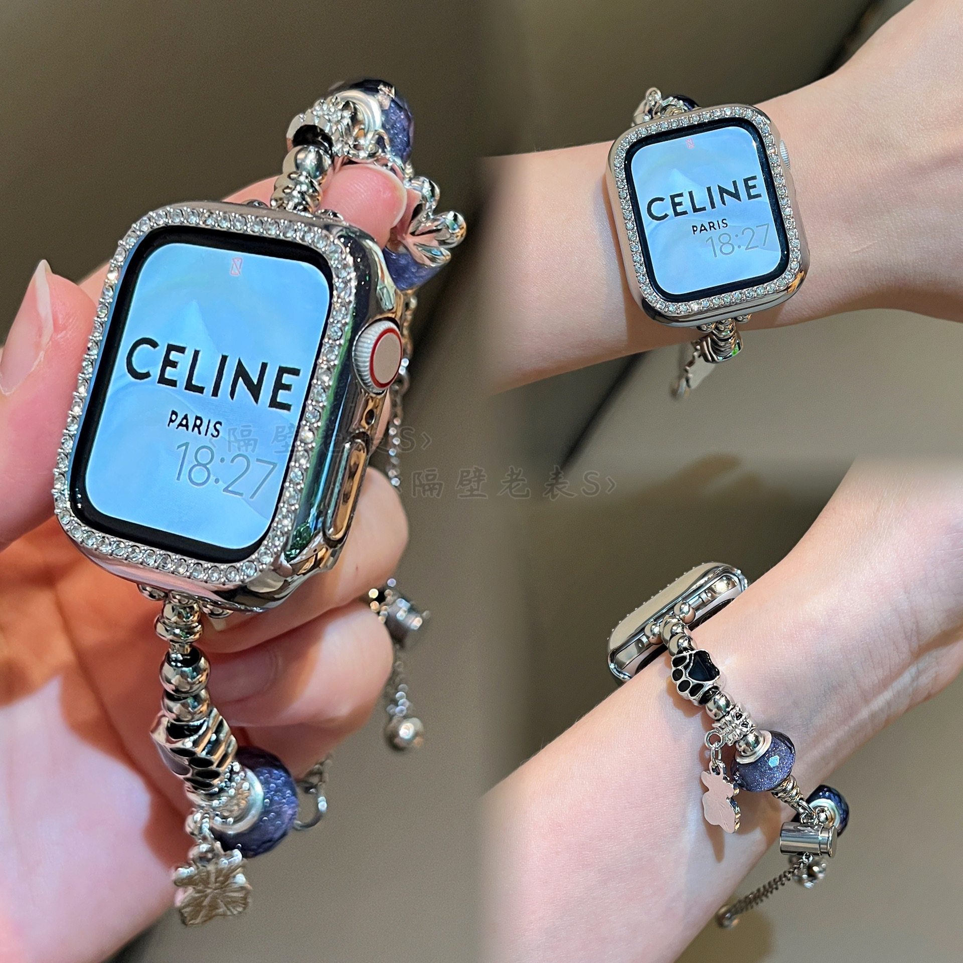 适用苹果手表带Applewatch9金属潘多8拉手链式iWatch7SEUltra夏天