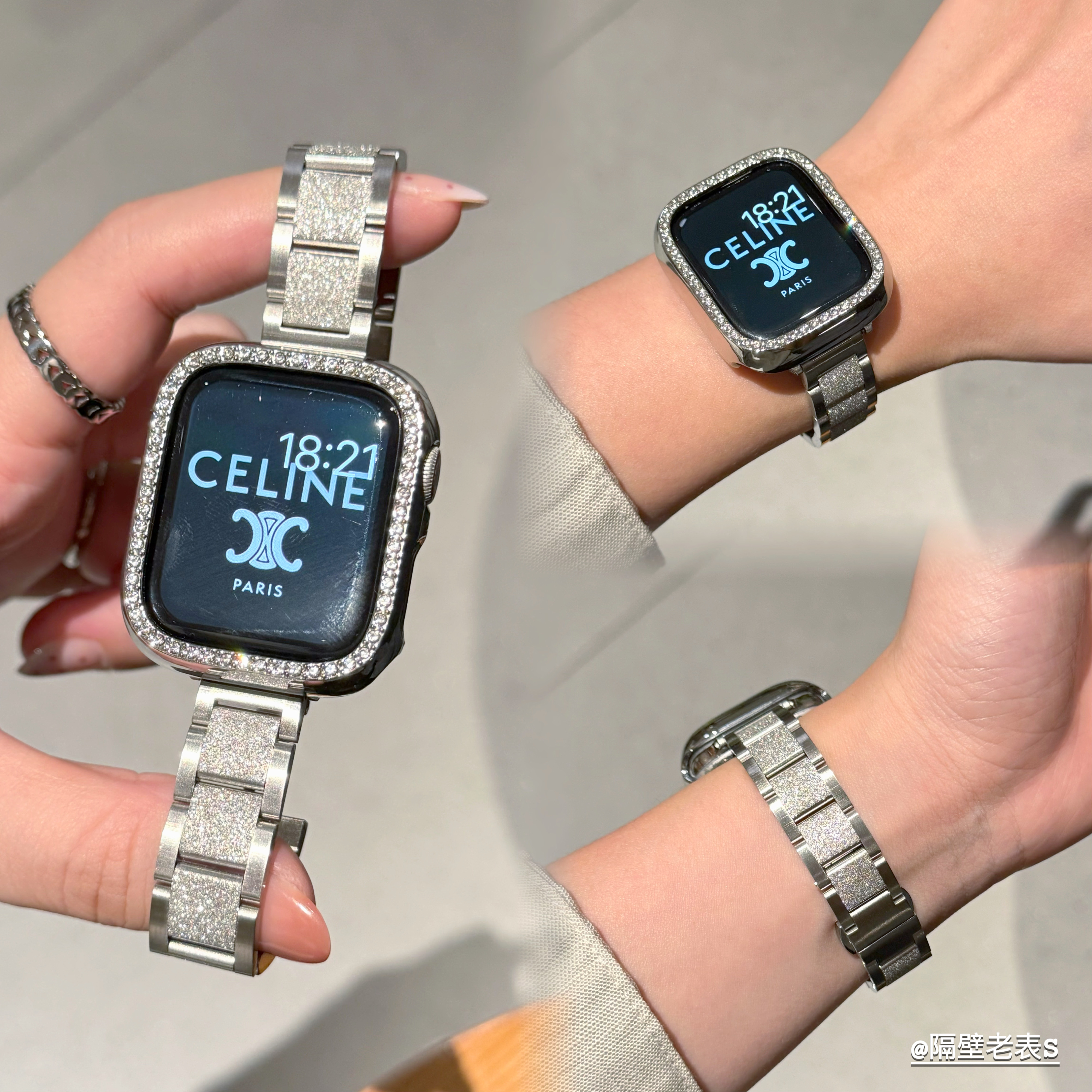 S11闪光细三株不锈钢蝴蝶扣表带