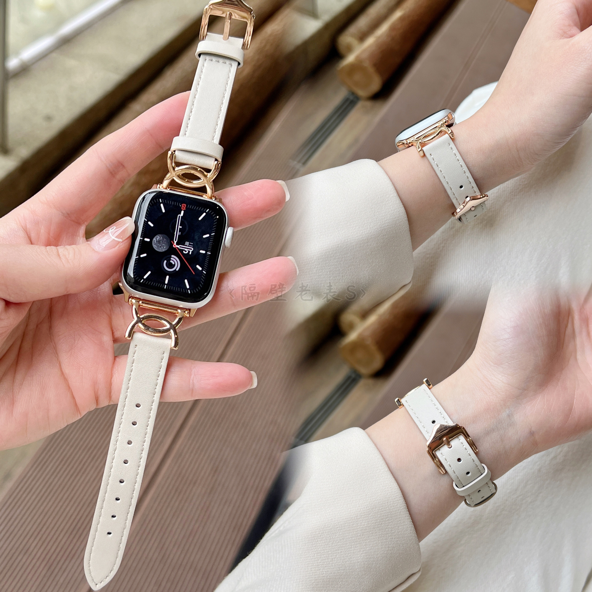 适用苹果手表表带Apple watchS10简约定制金属拼细皮8SE6小众百搭
