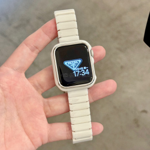 细陶瓷适用苹果手表带Apple watchS11一株蝴蝶扣iwatch98SE高级奢