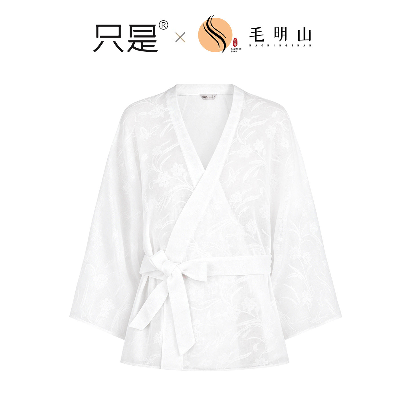 名家毛明山水仙四经绞罗桑蚕丝银通软烟罗系带宽松开衫夏季女上衣