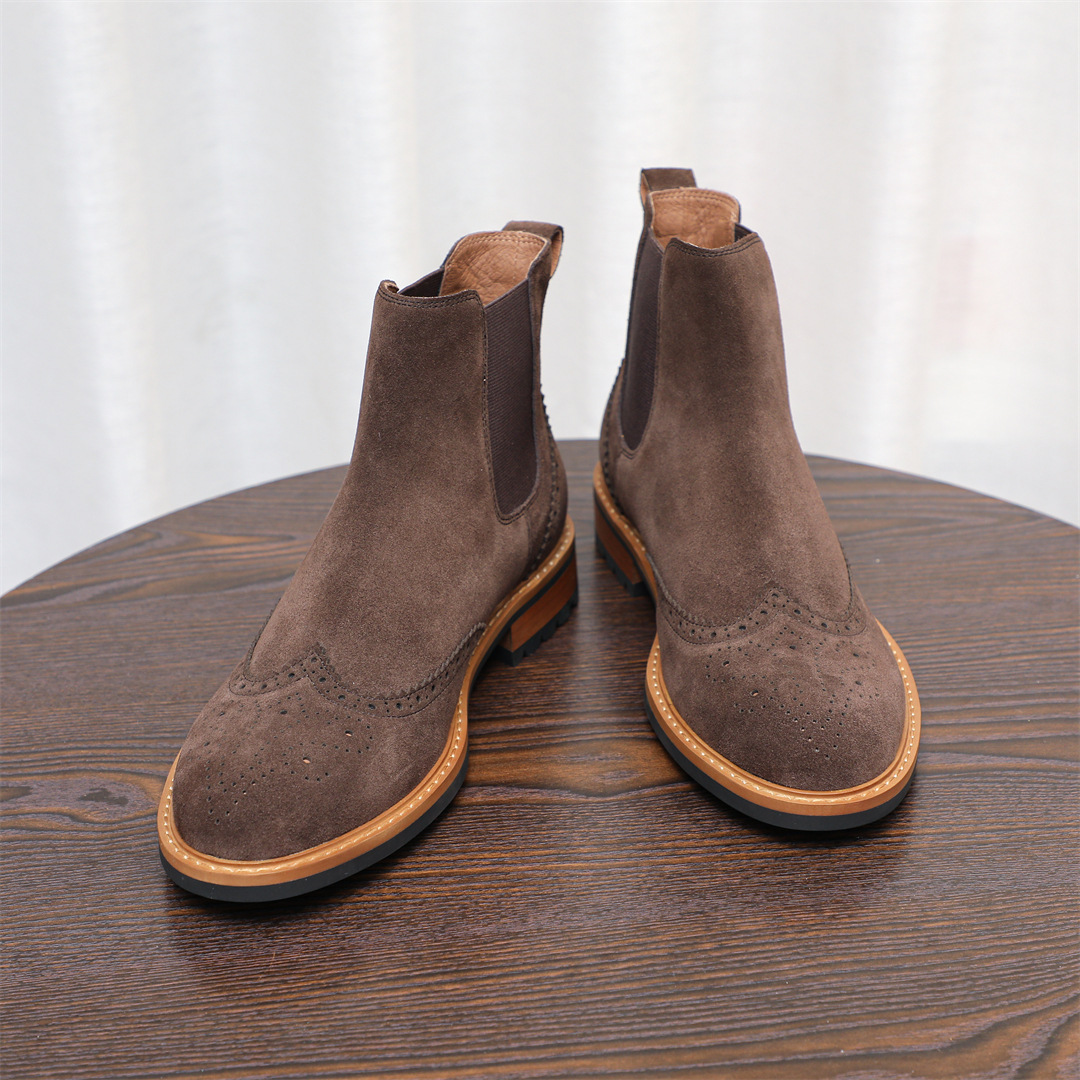 秋冬新潮男生切尔西高帮反绒皮靴