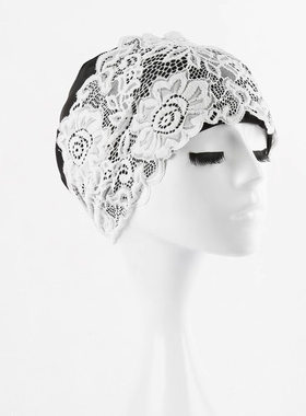 新款泳帽女长发成人防水女士黑色加大不勒头时尚温泉大码蕾丝泳帽