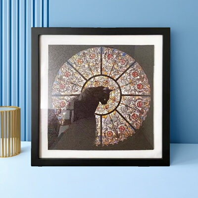 独立式实木简约殿堂猫相框正方形