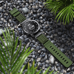 适用佳明fenix7xpro 8尼龙编织伞绳透气战术泰铁时安夺2快拆表带