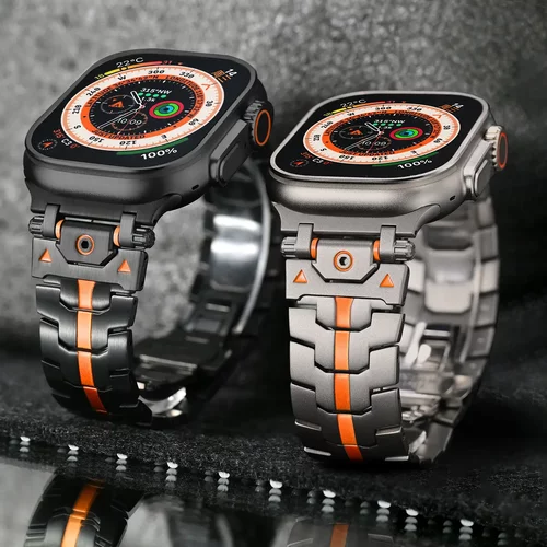 适用苹果手表带S10表带iwatch ultra钢铁侠不锈钢表带金属iwatch9